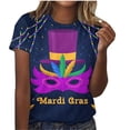 thumbnail image 2 of Fesfesfes Workout Shirts for Women Loose Fit Mardi Gras Women Fashion Casual Printed Short Sleeve Round-Neck Pullover Blouse T-shirt Tops Fashion Tops for Women XL(US:10), 2 of 4