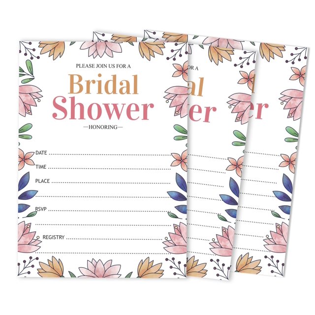 Inkdotpot 30 Bridal Shower InvitationsFloralWedding Fill-In Style Invites Blank Invites