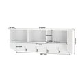 thumbnail image 6 of Gzxs 38.58" Contemporary Wall Mounted Coat Rack with 3 Compartments and 4 Hooks, Ideal for Hallway or Entryway Storage Solution, White, 6 of 9