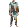 thumbnail image 3 of Xecao Desert Monkeys Drive Print Pajamas Set Mens Pajamas Long Sleeve Loungewear Two-Piece Sleepwear Button-Down Pjs Set,2PJS-Small, 3 of 7