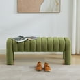 thumbnail image 3 of Zesthouse 43.3″ End of Bed Bench, Boucle Tufted Upholstered Ottoman Bench with Padded Seat and Solid Wood Leg, Modern Entryway Bench for Bedroom, Living Room, Green, 3 of 12