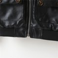 thumbnail image 4 of Mikilon Boys Solid Color Zipper Pocket Casual Short Motorcycle Leather Jackets Fashion Thicken Jackets ,Size 3-8 Years, 4 of 7