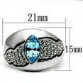 thumbnail image 2 of High polished (no plating) Stainless Steel Ring with Top Grade Crystal in Sea Blue for Women Sea Blue Stone Color Style TK659 Size 7, 2 of 4