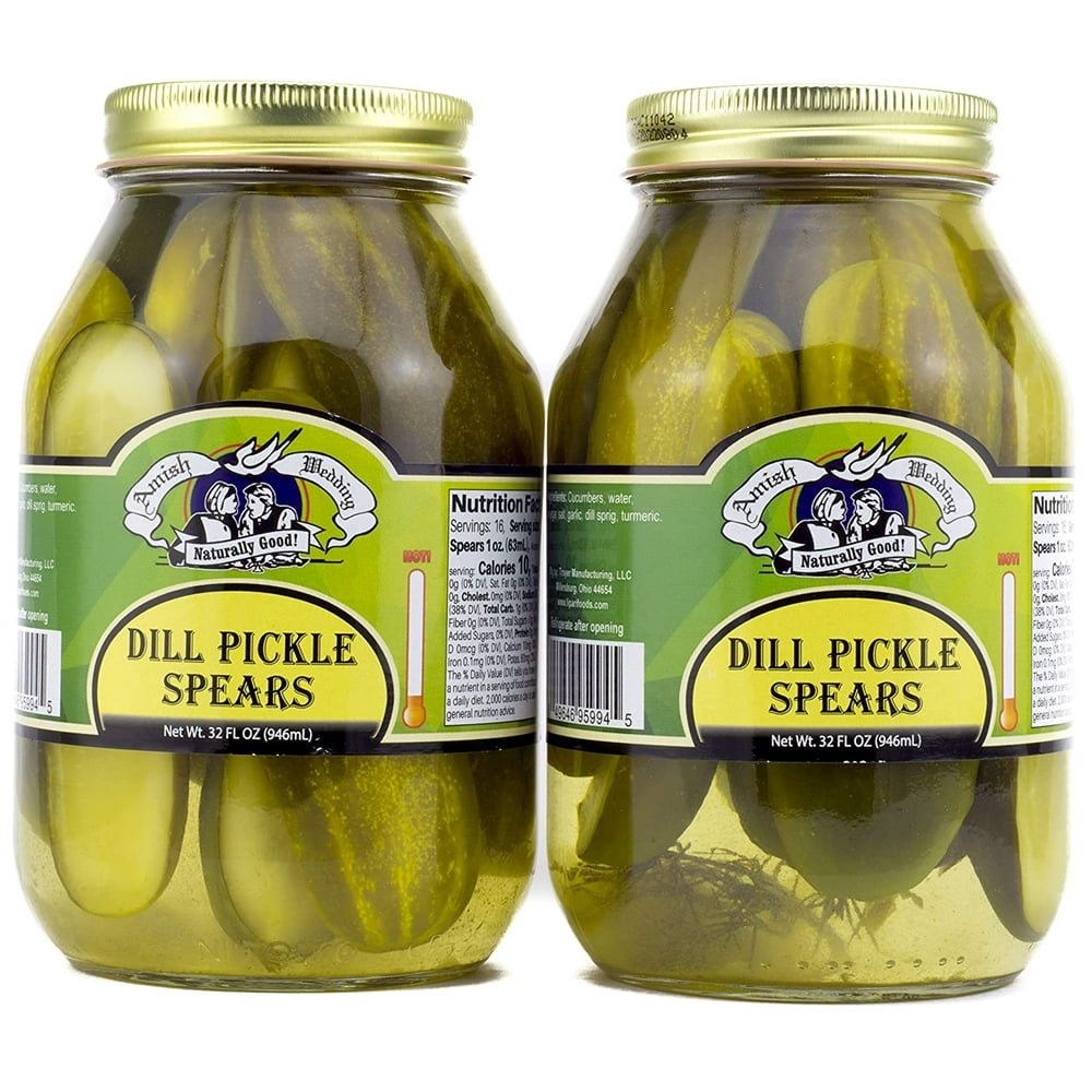 Amish Wedding Foods Dill Pickle Spears, TWO 32 oz. Quart Jars Walmart