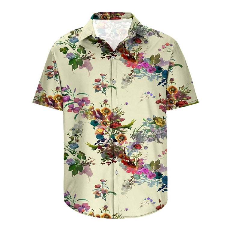 Spring Deals 2024 SMihono Turndown collar Tees Tops Shirt for Young Men  Fashion Casual Buttons Hawaii Printing Turndown Short Sleeve Shirt Blouse