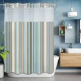 thumbnail image 6 of No Hook Shower Curtains with Snap-in Liner Set, Light Blue Striped Waterproof Hotel Style Bathroom Shower Curtain, Farmhouse Thin Line Modern Abstract Art Breathable Mesh Top Bath Curtains 48''x72'', 6 of 9