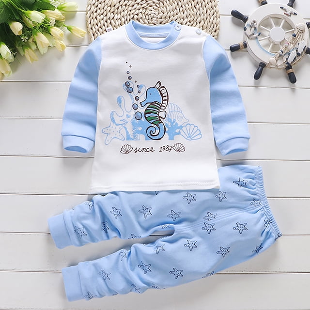 Children Cotton Long-sleeve Loose Cute Comfortable Home Set for Kids