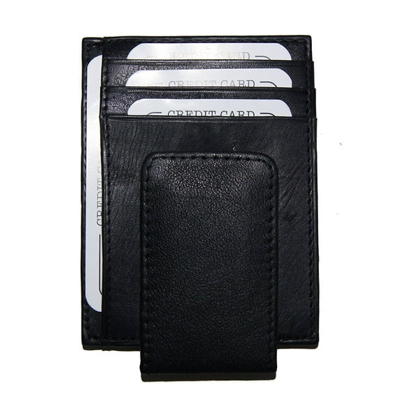 Improving Lifestyles Leather Black Magnetic Money Clip Window ID FREE Organza Gift Bag. SUN2892CFBK