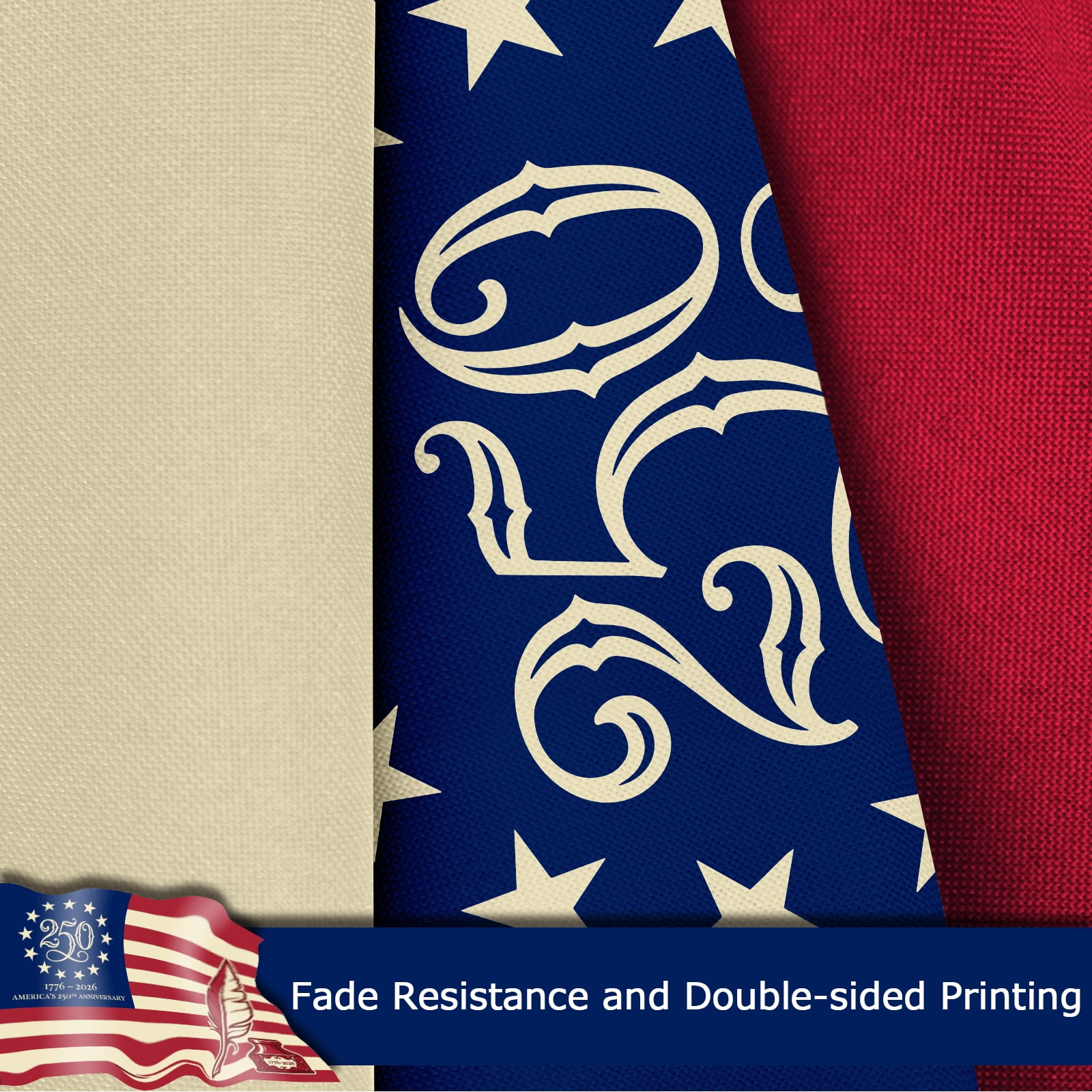 250 Anniversary USA Flag Betsy Ross Edition, American Anniversary Commemorative Flag, 400D Heavy Duty Double-Sided Patriotic Banner for Indoor Outdoor, 4 Rows Stitched Hem 2 Brass Grommets