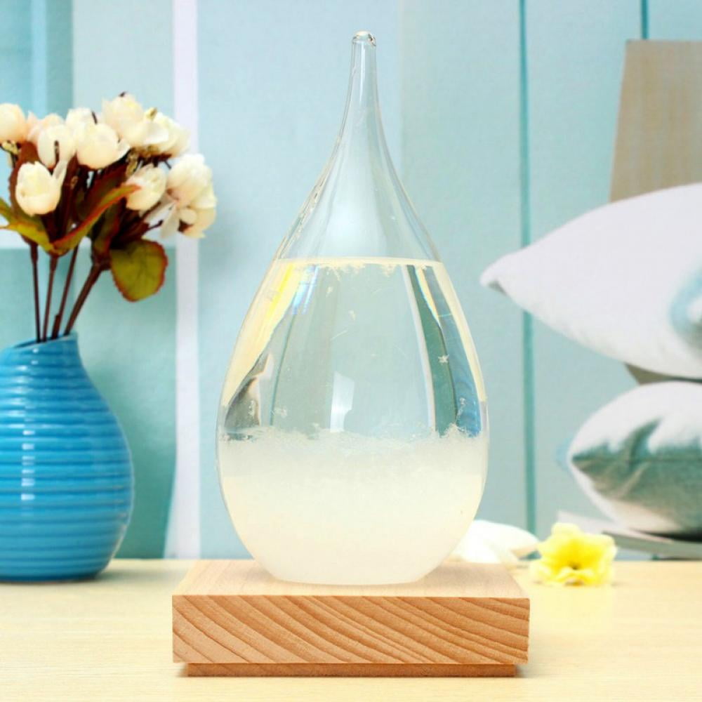 Mini Storm Glass Bottle Weather Forecast Predictor with Wooden Base Home Decor