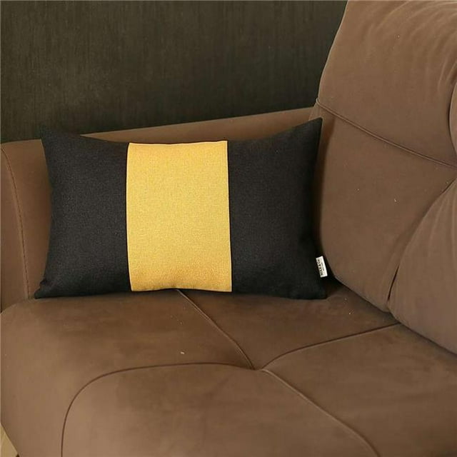 HomeRoots 399522 Black & Yellow Midsection Lumbar Throw Pillow, Multi Color
