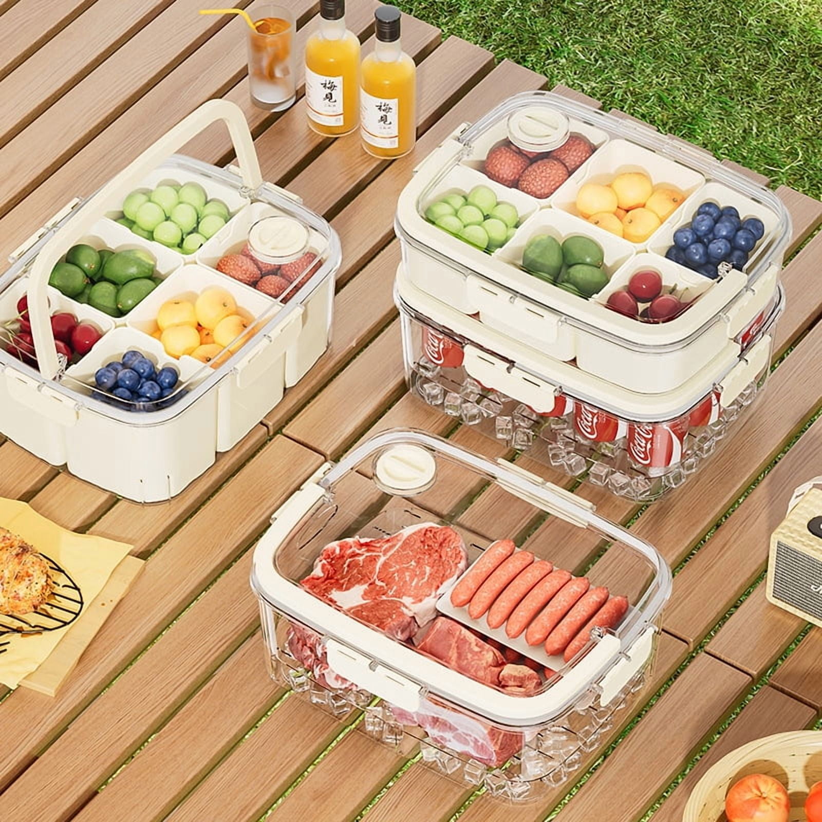 Bento Lunch Box Snack Container with Dividers,AILKIN Bento Box Snack Containers for Adults Lunchable Food Storage Containers Tray with Lid 6 Compartments Snackle Box for Traveling with Handle