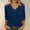 A_ Navy, variant on Women's Summer Wave Trim Neckline 3/4 Sleeve Loose Top, Casual Solid Color Lightweight Breathable Blouse Navy S