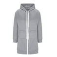 thumbnail image 4 of Hvyesh Long Hoodie for Women Oversized Long Tunic Sweatshirts Casual Fleece Hooded Jacket Winter Coats Outerwear with Pockets, 4 of 5