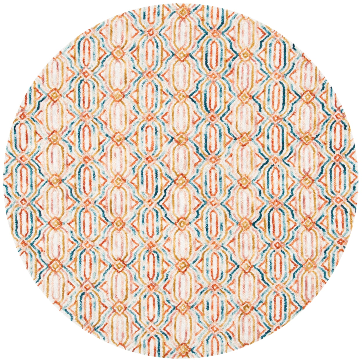 SAFAVIEH Trace Shavonne Geometric Trellis Wool Area Rug, Ivory/Navy, 3' x 5'