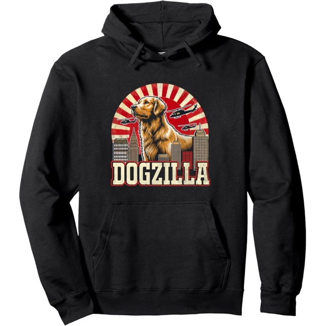 Dogzilla - Sudadera con capucha para perro retro japonés, divertida y dorada