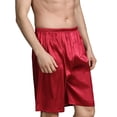 thumbnail image 3 of Asxite Mens Pajama Pants Solid Plus Size Ice Satin Thin 5/8 Length Home Shorts, 3 of 5