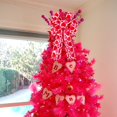 thumbnail image 5 of IPEWLEX Valentine's Day Tree Top Bow - Heart Shaped Wreath Decoration, Red Cloth Bow, 19.4x11.6in, 5 of 6