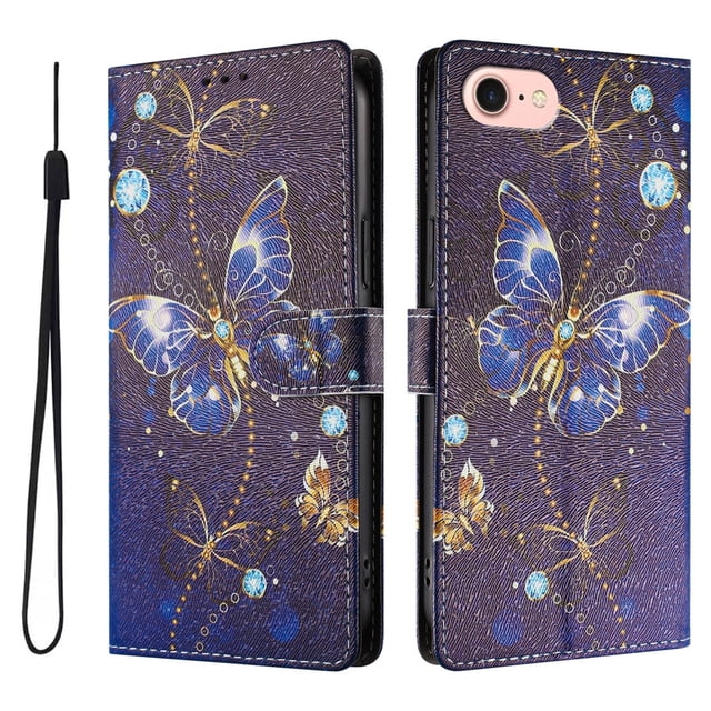 FOXDOCK Funda Tipo Cartera para iPhone 6/7/8 con Soporte y Correa – Diseño de Patrones Lindos