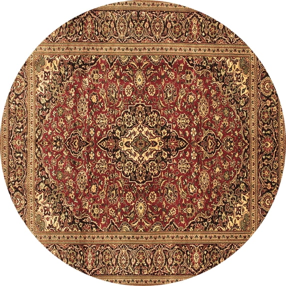Ahgly Company Indoor Round Medallion Brown Traditional Area Rugs, 6' Round