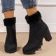 thumbnail image 3 of NECHOLOGY Botas Mujer Adulto Femenino Zapatos Botines para mujer Botas de cuero de moda para mujer con puños y tacón grueso con punta redonda de tamaño de otoño e invierno (Black, 6.5), 3 of 7