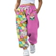 thumbnail image 1 of Pantalons de Survêtement Amples de Pâques pour Femmes Poches Taille Haute Imprimé Patchwork Sport Jogger, 1 of 5