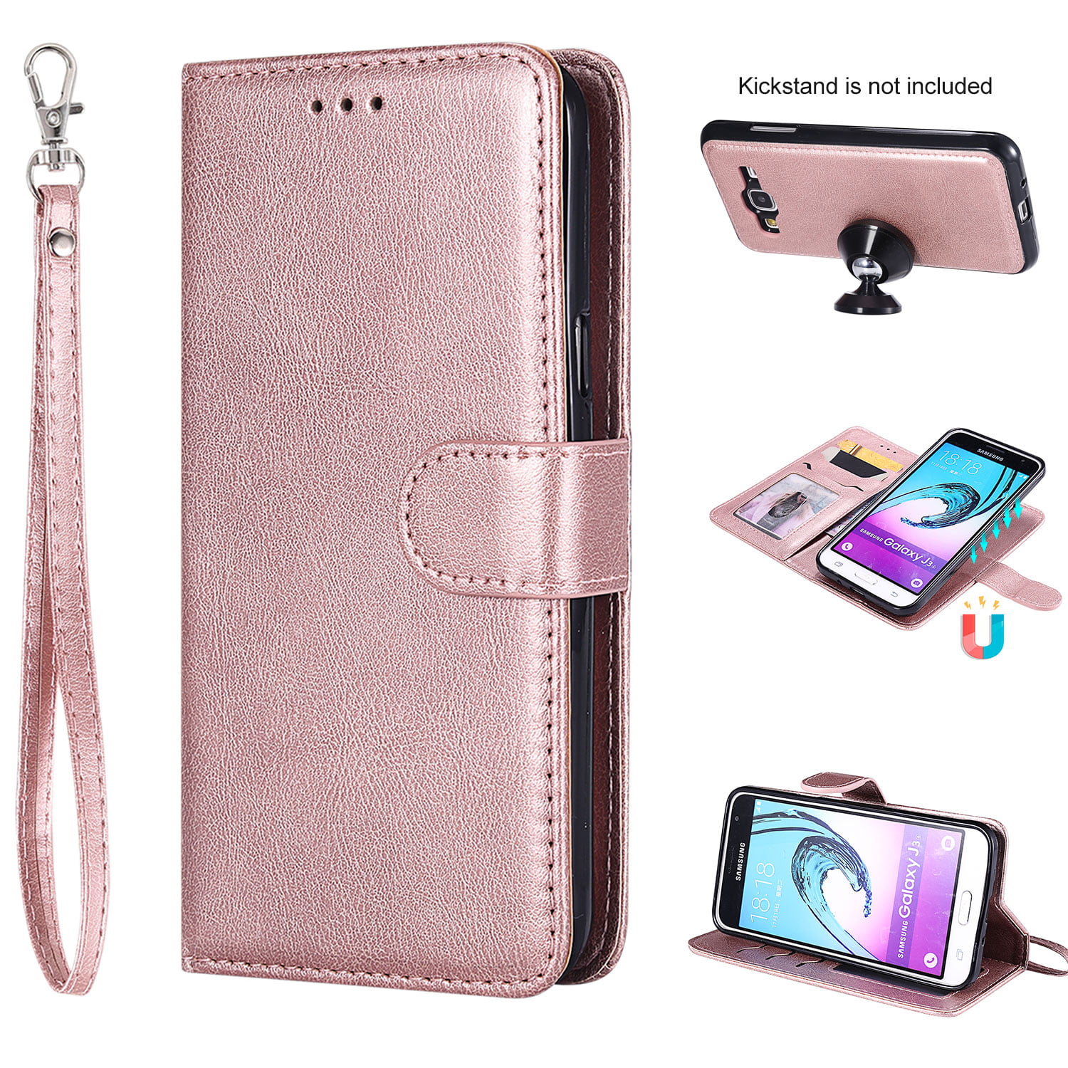 J3 2016 XYX Love Heart PU Leather Wallet Case for Samsung Galaxy J3 V