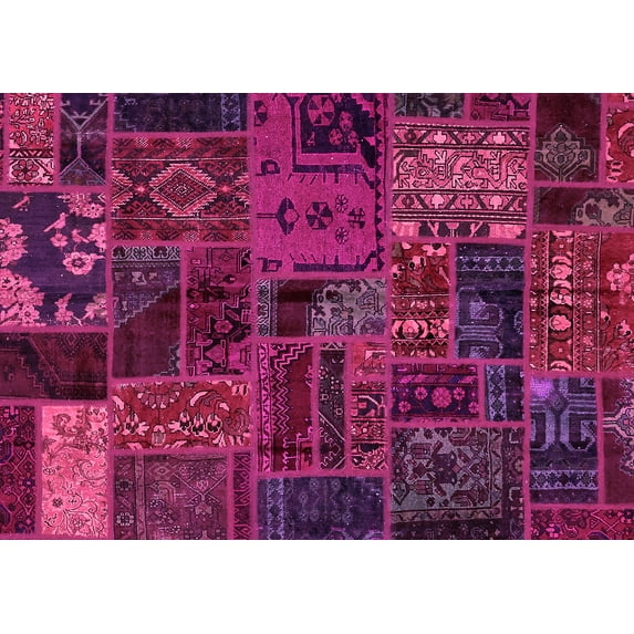 Ahgly Company Indoor Rectangle Oriental Pink Modern Area Rugs, 8' x 10'
