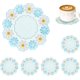 thumbnail image 1 of Posavasos de silicona para bebidas, juego de 6 posavasos lindos antideslizantes y lavables (estampado de flor azul pequeña), 1 of 5