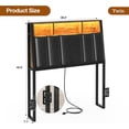 thumbnail image 5 of ARICOEASY Twin XL Upholstered Headboard with Hidden Storage LED Lights Charging Station and 2 Outlets, Black, 5 of 9