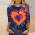 thumbnail image 2 of Long Sleeve Shirts for Women Valentines Day Shirts for Love Heart Print 3/4 Sleeve Tops Cotton Crewneck Pullover Blouse Gifts Tunic Tshirt Long Sleeve Tops, 2 of 5