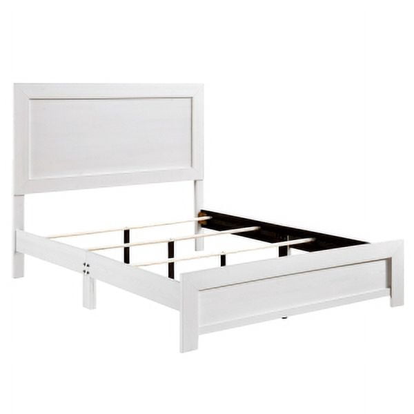 Modern Rustic Full-Size Bed: White Finish with 3D Printed Paper Veneer