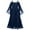 Navy, variant on Women's Plus Size Gothic Black Flare Sleeves Dress With Mesh Spliced Double Layer Midi