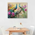 thumbnail image 2 of Acheng Wall Art Animal Peacock Flower Pictures Peacock Painting Large Size Framed Canvas Prints Wall Decor for Living Room Bedroom Large Wall Home Office Artwork   20x16in, 2 of 6