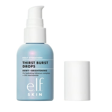 e.l.f. SKIN Holy Hydration! Thirst Burst Drops, Brightening & Hydrating Gel Serum, 1% Hydrating Hibiscus Complex + 5% Niacinamide, 1 fl oz