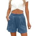 thumbnail image 2 of vigerkar Summer Shorts for Women 2026 Trendy Pull Elastic High Waisted Plus Size Comfy Stretchy Casual Shorts (Blue, L), 2 of 7