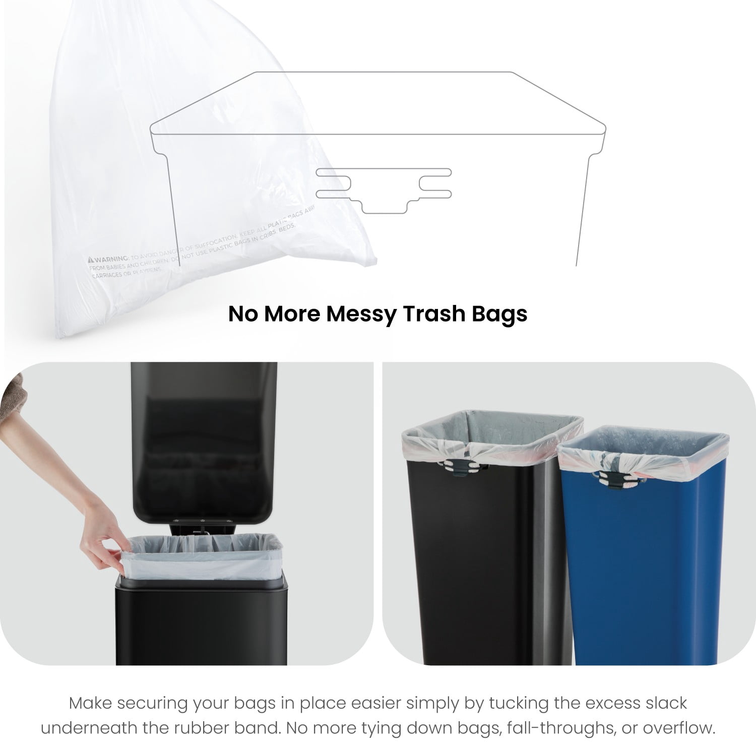 Home Zone Living 13 Gallon Dual Compartment Stainless Steel Kitchen Trash Can with Step Pedal and Soft Close Lid, Black