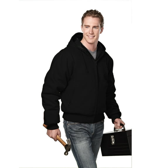 Tri-Mountain Timberline 4600 Cotton hooded work jacket, 2X-Large, Black/Black
