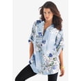 thumbnail image 2 of Roaman's Women's Plus Size Pintuck Tunic Blouse – Y-Neck & Roll-Tab Sleeves, 2 of 5