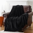 thumbnail image 6 of Battilo Black Chenille Throws for Couch,Soft Lightweigt Knitted Blanket for Living Room,51"x67", 6 of 9
