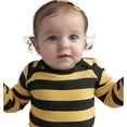 thumbnail image 7 of COUVER Unisex Baby Infant Toddler Long Sleeve Lap Shoulder Striped color Bodysuit Onesie, Black / Golden Yellow, 12M, 7 of 7