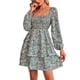 thumbnail image 1 of Lucakuins, minivestido de verano para mujer, estampado Floral, cuello cuadrado, manga larga, volantes, pastel, primavera otoño, vestido informal Lucakuins  moda, 1 of 2
