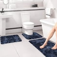 thumbnail image 4 of ZUBKTE Washable Rug Mixed Color Bath Mats 3 Set Winter Bathroom Rugs For 3 Pcs Toilet Mats Universal Soft Comfort Water Absorption Non Slip Thick Machine Washable Easy to Dry Dark, 4 of 7