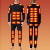 Afuyipoi Men's Heated Underwear Set, German Velvet USB Rechargeable Single Control 42-Point Heating Warm Base Layer Black M