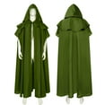 thumbnail image 2 of Xfvqtps Men Long Patchwork Hooded Collar Strap Shawl Solid Color Casual Party Retro Masquerade Robe Gothic Cloak Stage Outfit Green, 2 of 5