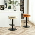 thumbnail image 3 of Resenkos Kitchen Counter Bar Chairs, Bar Stools,Round Storage Bar Stool Set of 2, 360°Counter Height Swivel Stool with Metal Frame,Beige, 3 of 13