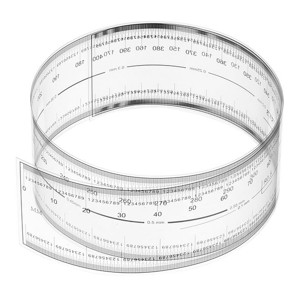 Uxcell Film Flexible Ruler 40cm 0.1mm Scale with R Angle and Width Lines Clear PET Plastic Folding Straight Ruler for Factory, Transparent, 1 Pcs