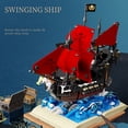 thumbnail image 4 of 966Pcs Pirate Ship Building Blocks Set with Book Base, Red Sail Model Kit with Wave Components, Creative Handmade Gift, Birthday Gift for Teens, 4 of 7