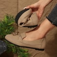 thumbnail image 4 of Pandaie Loafers for Women Comfortable Suede Tassel Walking Slip on Flats Shoes Lightweight Business Casual Work Penny Loafer Khaki Size 7.5, 4 of 9