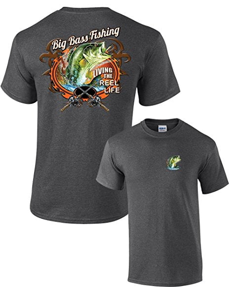Fishing T-shirt Big Bass Fishing-heathergray-xxxl - Walmart.com